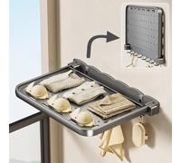 Folding Bathroom Wall Shelf Fold Down Shelf Wall Mounted Shower Shelving(Gray)