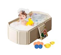 Folding Bathtub - Large Baby Shower Tub Foldable | 2 Ducks, 5 Balls, Portable Bathroom Pool, Water Toy for Boys Girls Kids 0-8 Years Old, Cat Dog Wash Shower Basin