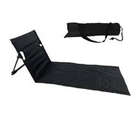 Folding Beach Chair Portable Beach Lounger with Mesh Pocket Waterproof Mat Lounge Chair Sturdy Sun Lounger Seat Mat for, Pool, Picnic Black