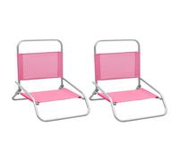 vidaXL Folding Beach Chairs 2 pcs Pink Fabric, Pink