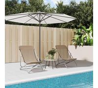 Folding Beach Chairs 2pcs Taupe Textilene 3-Position Fold-up 85 x 58 x 83 cm Set