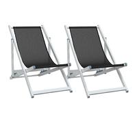 Folding Beach Chairs Garden Chair Seat 2 pcs Aluminium and Textilene vidaXL