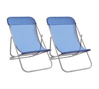 Folding Beach Chairs Lounger 2 pcs Textilene and Powder-coated Steel vidaXL