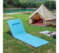 Folding Beach Sunlounger, Sky Blue / 1