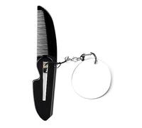 Folding Beard Comb with Mirron Pocket Anti-Static Hair Bread Mustache for Mens Small Pocket