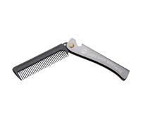 Folding Beard Mustache Shaving Brush & Comb - Travel Size Stainless Steel, Rust-, Beer Bottle Opener - Men's Grooming Essential for Home and Travel - Black