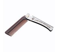 Folding Beard Mustache Shaving Brush & Comb - Travel Size Stainless Steel, Rust-, Beer Bottle Opener - Men's Grooming Essential for Home and Travel - Brown