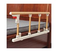 Folding Bed Rail Safety Side Guard for Elderly Adults Hospital Yellow Wood Grain Aluminum Alloy Assist Handle with Grip Bumper Bar Bed Side il for Seniors