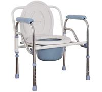 Folding Bedside Commode Chair with Adjustable Bariatric Seat, Handles, and Non-Slip Leg Pads for Elderly and Handicap Support