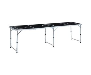 Folding Beer Pong Table 240cm Black Drinking Game Tailgate vidaXL
