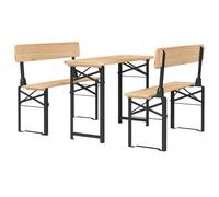 Folding Beer Table Set Wooden and Bench 3 Piece Solid Wood Fir vidaXL