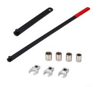 Folding Belt Pulley Wrench Set, Engine Repair Tool | 9-Piece Carbon Steel Kit Multi-Angle for access Tight Spaces Auto Mechanic Maintenance