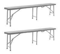 Folding bench 2pc Black 180cm Steel HDPE Portable Foldable Picnic Seat with case