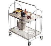 Folding Beve Troly - Home Bar Serving Cart with Wheels & Hand | Multi-Functional Coffee Tea & k rage Cart for & Patio