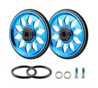 Folding Bicycle Easy Wheels CNC Bearing Push Training Wheels for Brompton Bike Lightweight Aluminum Alloy Replacement Parts 64mm Diameter Black Red Gold Silver(BLUE)