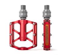 Folding Bicycle Pedal with Integrated Quick-Release Head and 3 Bearings, Compatible with For Brompton Models, Alloy 6061 Chassis (red)