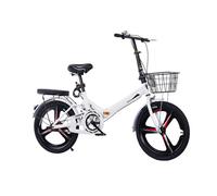 Folding Bike, 20/22inch City Bike Bicycle, Road Bike For Adults Men Women Teens Magnesium Alloy Integrated Wheel Rear Shock Height Adjustable Fold Up Bikes City(White,22 inch)