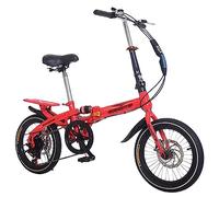 Folding Bike, Bicycles Folding for Adult 6 Speed Shifter, Lightweight Foldable Bike Camping Bicycle Light Weight Carbon Steel Height Adjustable for Teens, Adults C,14in