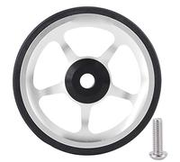 Folding Bike Easy Wheel Aluminum Alloy Push Wheel with Mounting Screw for Bicycle Accessories 60mm Diameter 8mm Thickness 4 Colors Available (Silver Black)