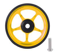 Folding Bike Easy Wheel Aluminum Alloy Push Wheel with Mounting Screw for Bicycle Accessories 60mm Diameter 8mm Thickness 4 Colors Available (gold black)