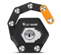 Folding Bike Lock, Chain Lock Heavy Duty Zinc Alloy Steel, Bicycle Foldable Lock with Mounting Bracket, Anti-Theft Strong Security, with 3 Keys, 79cm/31inch