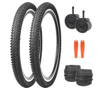Folding Bike Tyre Set - 24x1.95 & 26x1.95 with Inner Tubes - 30-80 PSI Low Rolling Resistance for Mountain, Road & Hybrid Bikes - Includes 2x Tyre Levers (24x1.95 Inches)