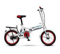 Folding bikes Bicycle 20 Inch Single Speed, Low Step-Through Steel Frame Foldable Compact Bicycle With Rack And Comfort Saddle Urban Riding And Commuting,Red
