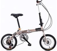 Folding bikes Folding Bicycle Front and Rear Carbon Steel Frame 14/16 Inch Variable Speed Adult Bike - Lightweight Student Foldable Cycling Commuter E-Bike