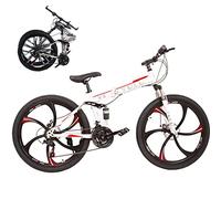 Folding bikes Portablefor Adults Foldable Adult Bicycles Folding Mountain Bike with Suspension Fork 26inch GearsFolding City Bike High Carbon Steel Frame