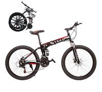 Folding bikes Portablefor Adults Foldable Adult Bicycles Folding Mountain Bike with Suspension Fork 26inch GearsFolding City Bike High Carbon Steel Frame