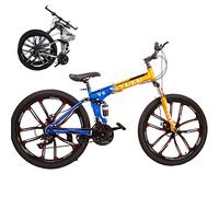 Folding bikes Portablefor Adults Foldable Adult Bicycles Folding Mountain Bike with Suspension Fork 26inch GearsFolding City Bike High Carbon Steel Frame