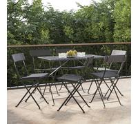 vidaXL Folding Bistro Chairs 6 pcs Black Poly Rattan and Steel