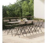 Folding Bistro Chairs 8 pcs Grey Poly Rattan and Steel