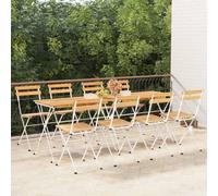 Folding Bistro Chairs 8 pcs Solid Wood Acacia and Steel