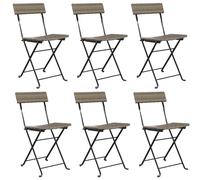 (grey, 6 pcs) vidaXL Folding Bistro Chairs Poly Rattan and Steel Patio Outdoor Dining Chair