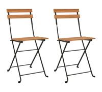 vidaXL Folding Bistro Chairs 2 pcs Solid Wood Teak and Steel, Brown