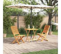 Folding Bistro Set 2-Seater Brown Solid Acacia Wood 60cm Table Rustic In ush
