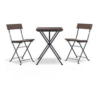 (brown) vidaXL Folding Bistro Set 3 Piece Poly Rattan Patio Table Chair Multi Colours