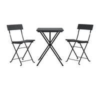vidaXL 3 Piece Folding Bistro Set Black Poly Rattan UK HOT