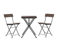 Folding Bistro Set 3 Piece Poly Rattan Patio Table Chair Multi Colours vidaXL
