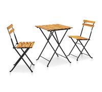 Folding Bistro Set 3 Piece Solid Wood Acacia and Steel Table and Chair vidaXL
