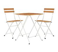 Folding Bistro Set 3 Piece Solid Wood Acacia and Steel Table and Chair vidaXL