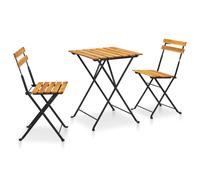 vidaXL 3pc Folding Bistro Set Solid Acacia Wood, Brown