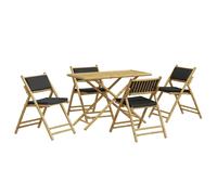 Folding Bistro Set 5 Piece with Cushions Bar Set Table and Chair Bamboo vidaXL