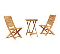 vidaXL Folding Bistro Set 3-Piece – Brown Solid Acacia Wood Outdoor Furniture