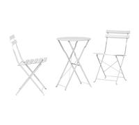vidaXL Folding Bistro Set 3 pcs White Steel, White