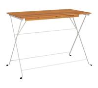 Folding Bistro Table Solid Wood Acacia and Steel Table Black/White vidaXL