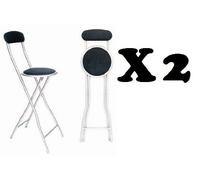 NEW QUALITY FOLDING BLACK BAR STOOL CHAIR FOR PARTIES OFFICE HOME BREAKFAST STOOL (92 cm height, Black)