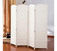 Folding Blackout Privacy Screen, Woven Wicker Dividers, Short Diamond Weave Fiber, 4-Piece Set, Each Panel 100cm x 40cm, Ideal for Home Office Space Separation