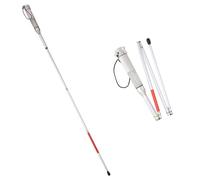 Folding Blind Cane - Aluminum Mobility Aid with Reflective Night Warning, Sound and Light Alarm for Enhanced Safety & Assistance